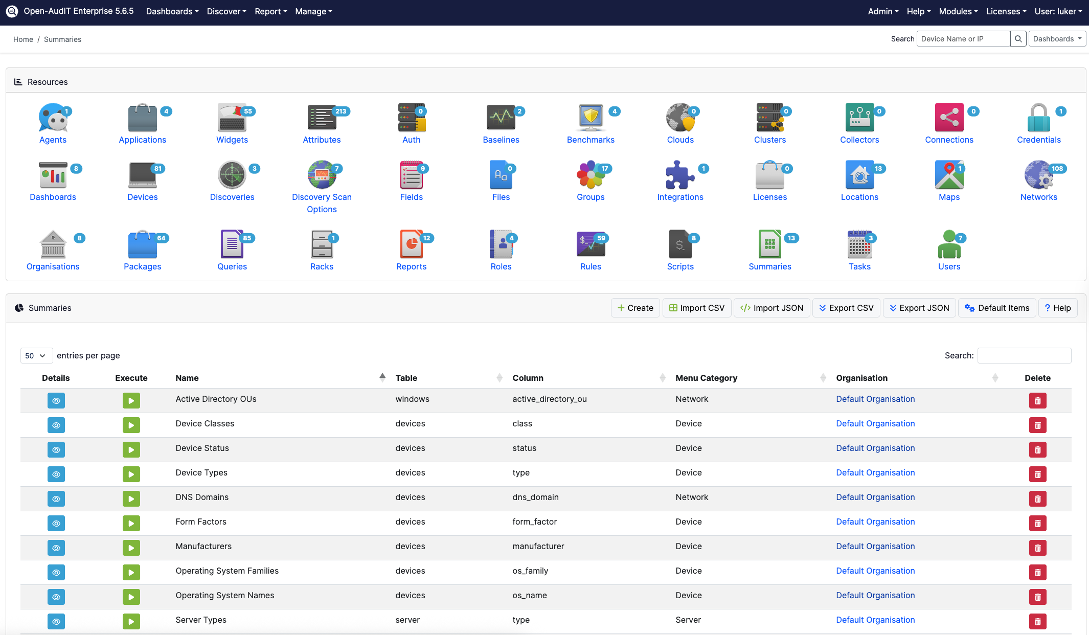 Open‑AudIT secure network inventory dashboard for government environments